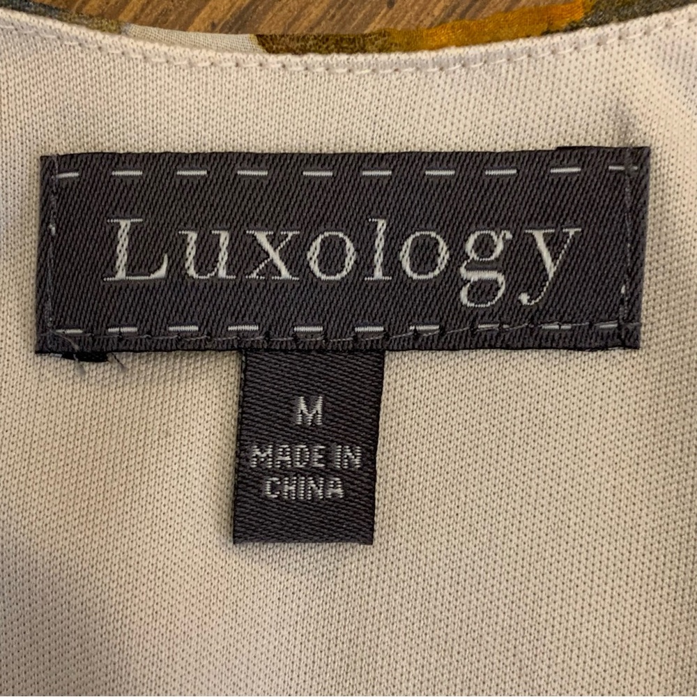 Luxology Swirl-Print Lined Lace Overlay Low Back Sleeveless Dress - Picture 12 of 14